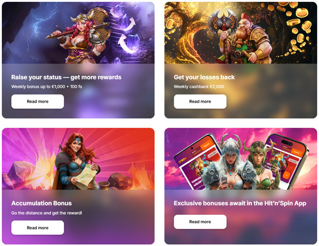 Hit’N’Spin casino bonuses
